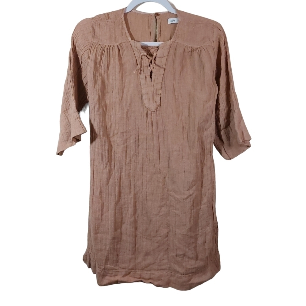 Zara Ladies 3/4 Sleeve Gauze Mini Dress- S